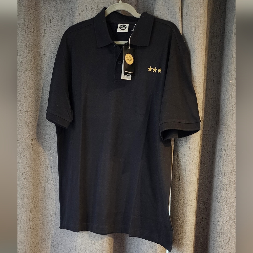 Pelé Soccer 3‑Star Mens Polo Shirt Black With Gold Detailing – XL (NWT) Soccer